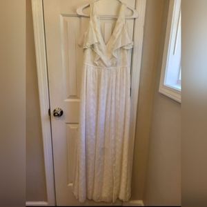 David's Bridal White Eyelet Formal Dress